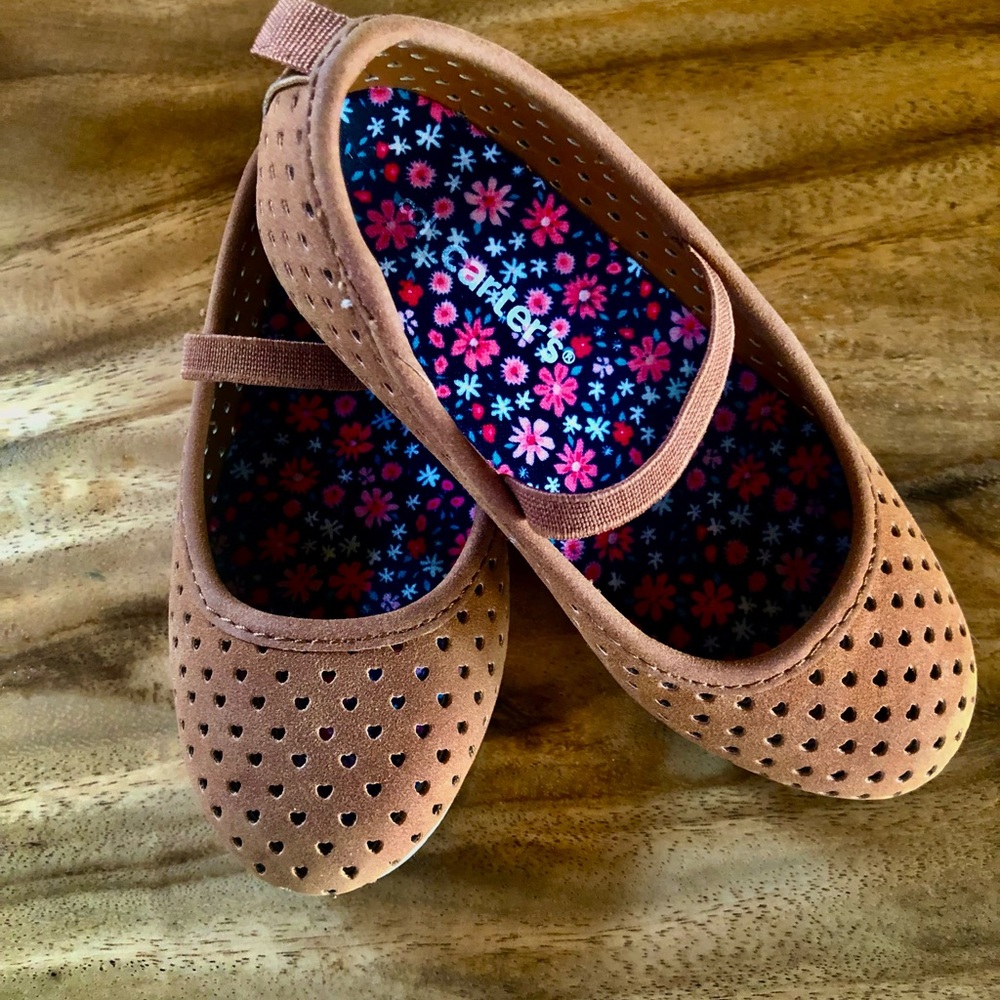 Toddler Girls Carter's Faux Suede Dark Tan/Brown Ballet Flats Mary Janes Size 8
